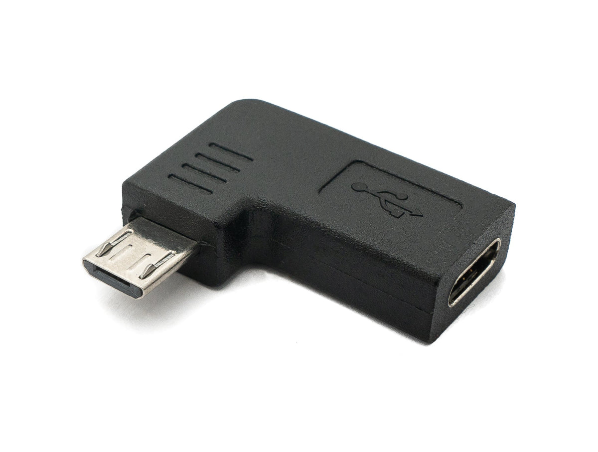 USB 3.1 Adapter Typ C Buchse zu 2.0 Micro B Stecker Winkel  - Rechts | System-S