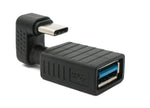 USB 3.1 U Turn 180° Adapter Typ C Stecker zu 3.0 Typ A Buchse Kabel in Schwarz | System-S