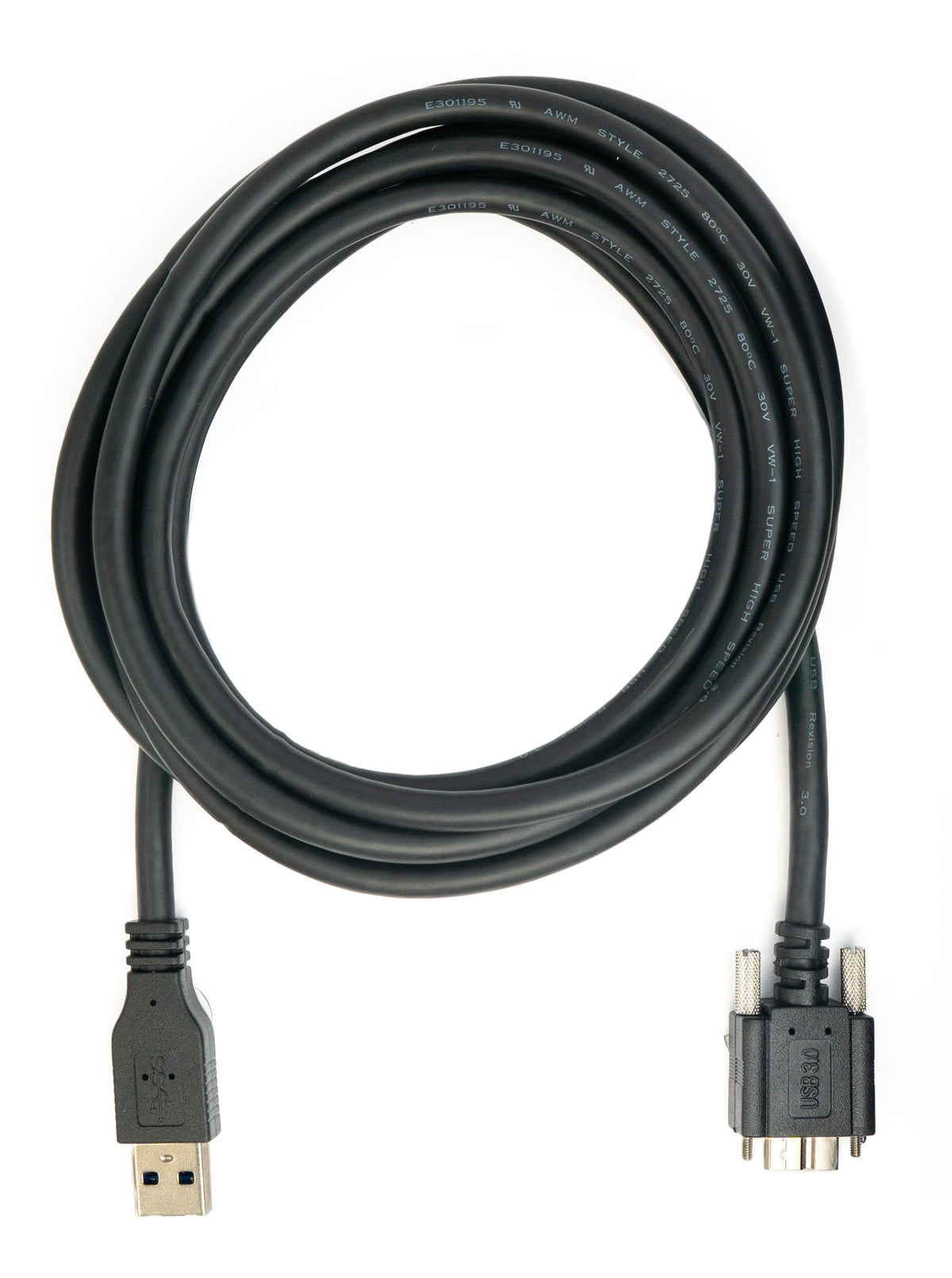 USB 3.0 Kabel 3 m Micro B Stecker zu Typ A Stecker Schraube in Schwarz | System-S