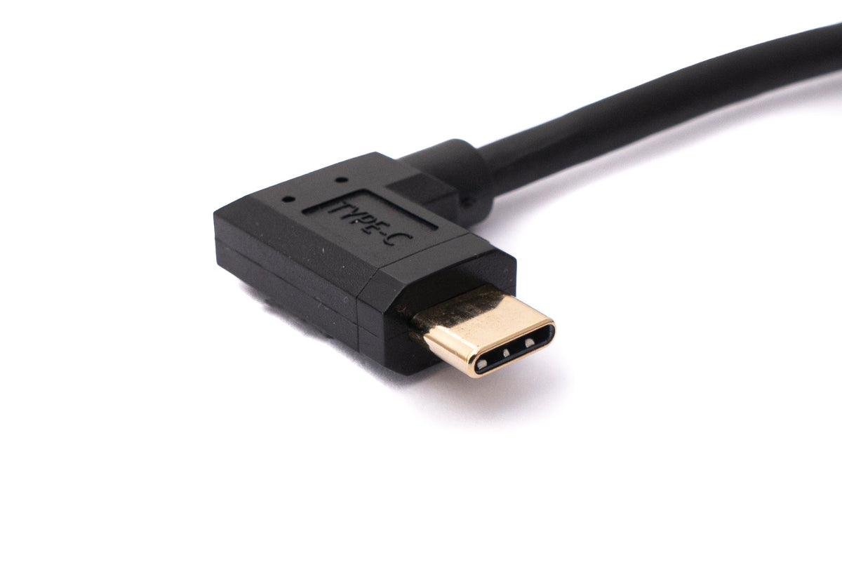 USB 3.1 Kabel 60 cm Typ C Stecker zu Buchse Schraube Winkel in Schwarz | System-S