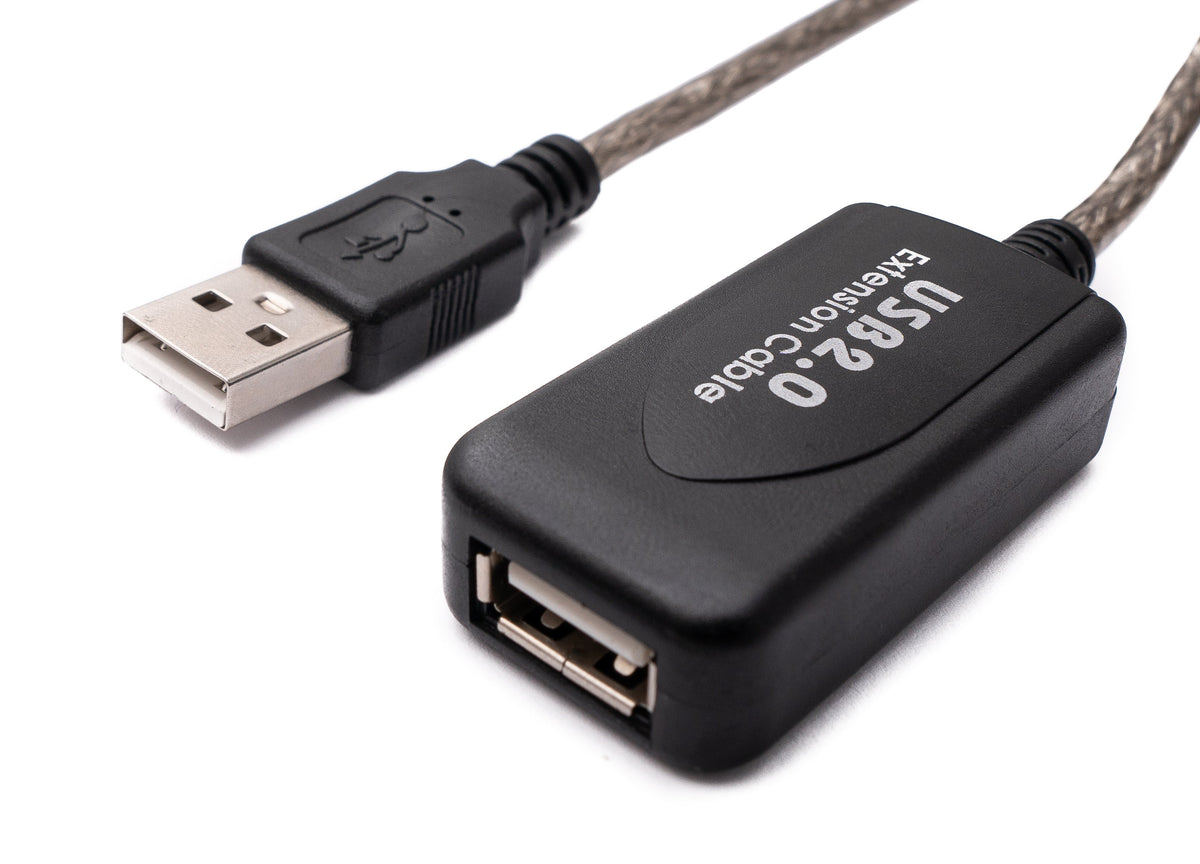 USB 2.0 Kabel 20 m Typ A Stecker zu Buchse Kabel in Grau | System-S