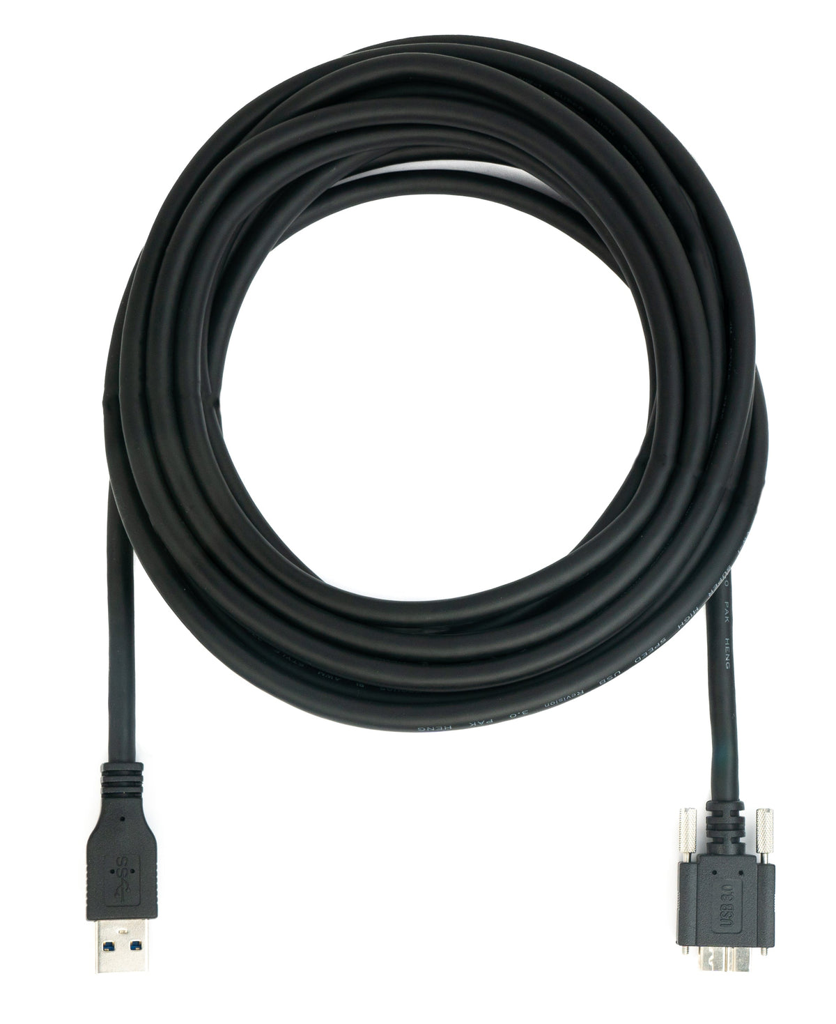 USB 3.0 Micro-B Kabel 5 m mit Schraubverriegelung auf USB-A, Schwarz | SYSTEM-S