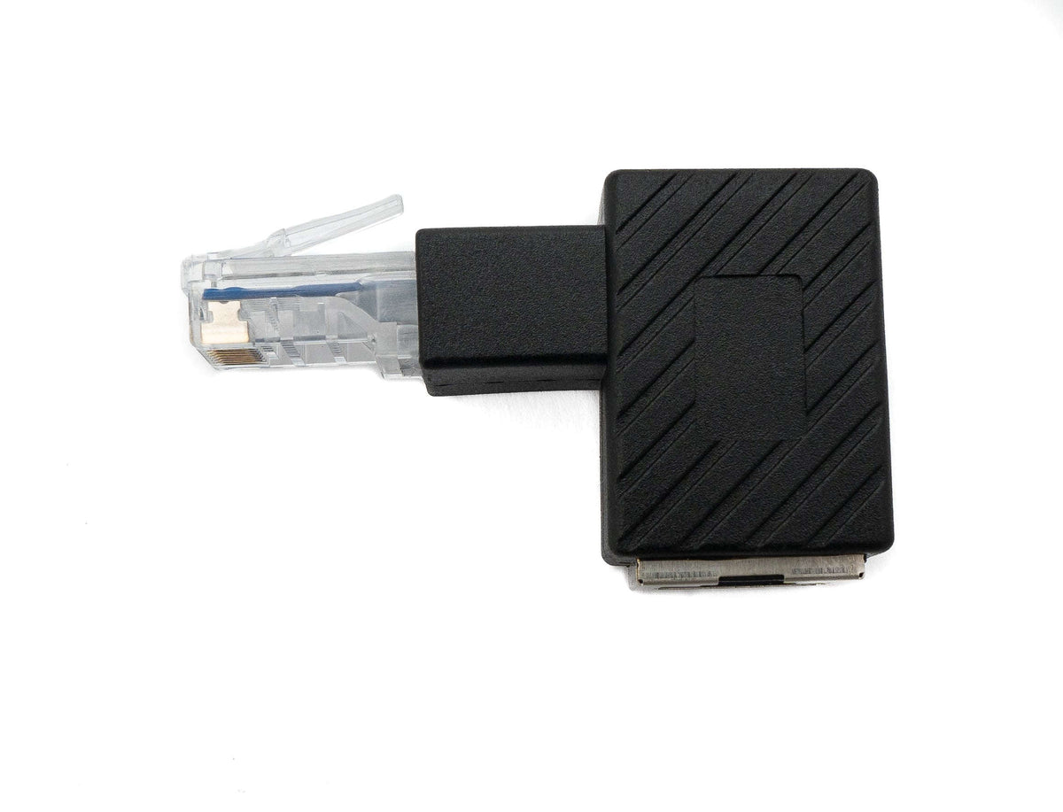 LAN Adapter RJ45 Stecker zu Buchse Winkel Ethernetadapter Kabel in Schwarz | System-S