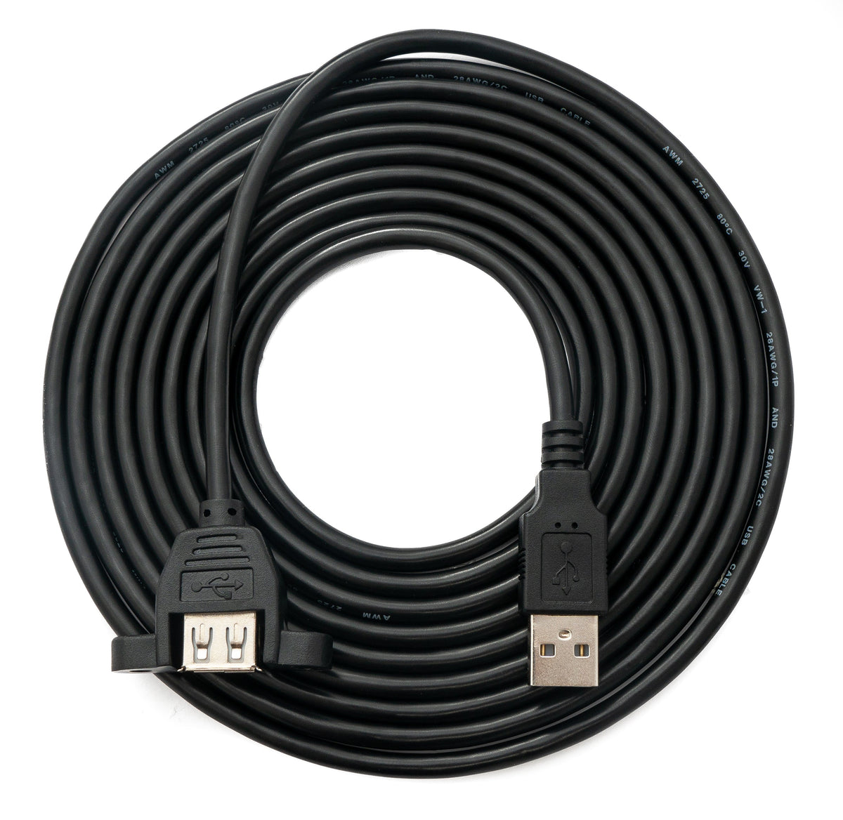 USB 2.0 Kabel 3 m Typ A Stecker zu Buchse Schraube in Schwarz | System-S