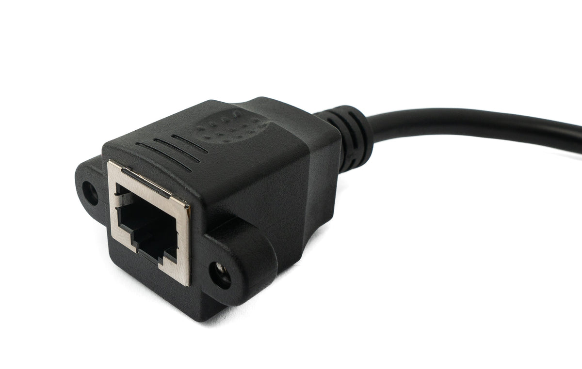 LAN Kabel 30 cm RJ45 Buchse zu 5 polig Leiterplattenstecker in Schwarz | System-S