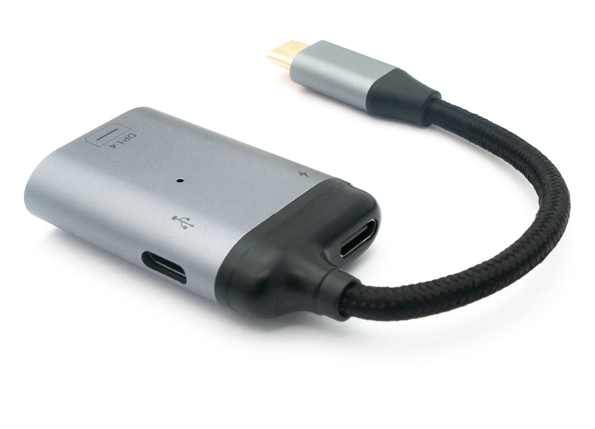 3in1 Adapter Mini DP 1.4 Buchse & 2x USB 3.1 Typ C Buchse zu Typ C Stecker Grau | System-S