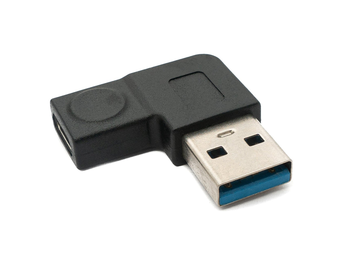 USB 3.1 Adapter Typ C Buchse zu 3.0 Typ A Stecker Winkel Kabel in Schwarz | System-S