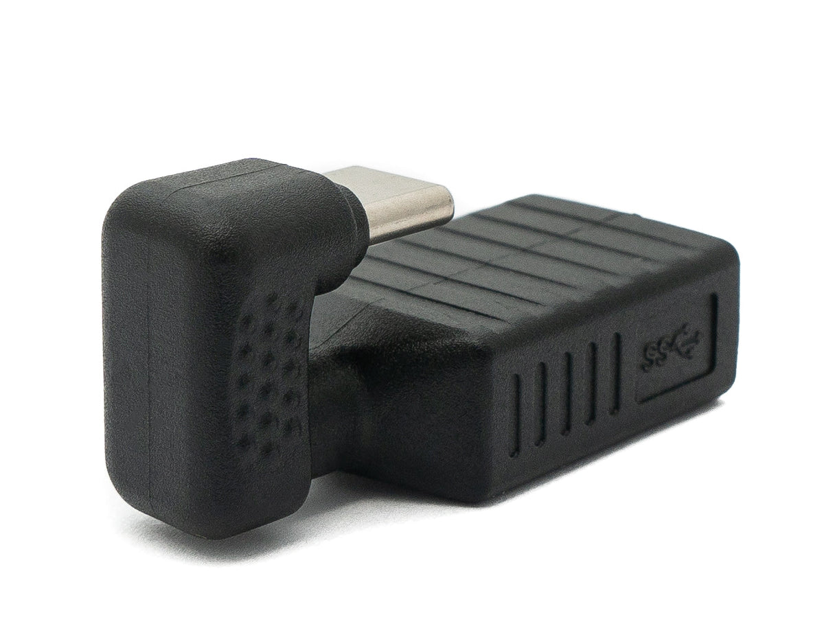 USB 3.1 U Turn 180° Adapter Typ C Stecker zu 3.0 Typ A Buchse Kabel in Schwarz | System-S
