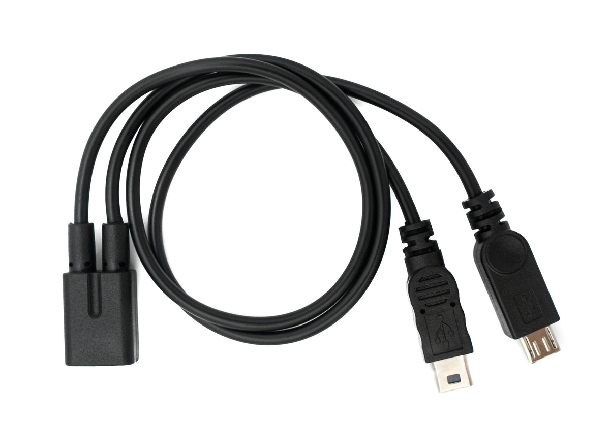 USB 2.0 Kabel 30cm Mini B Buchse zu Stecker & Micro B Stecker in Schwarz | System-S