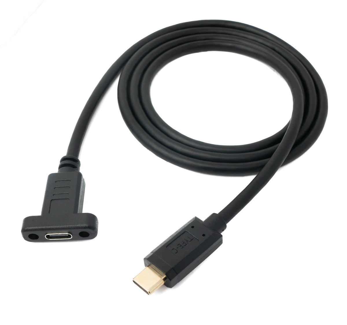 USB 3.1 Kabel 100 cm Typ C Stecker zu Buchse Schraube in Schwarz | System-S