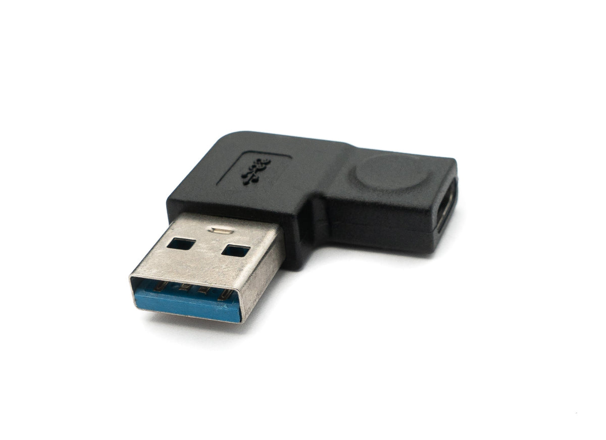 USB 3.1 Adapter Typ C Buchse zu 3.0 Typ A Stecker Winkel Kabel in Schwarz | System-S