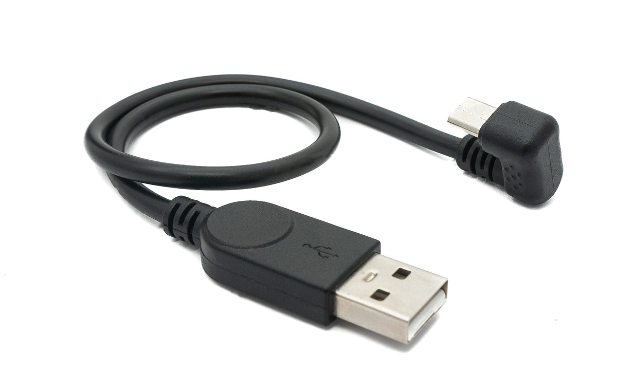 USB 2.0 Kabel 30 cm Micro B Stecker zu Typ A Stecker 180° Winkel Schwarz | System-S