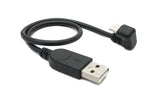 USB 2.0 Kabel 30 cm Micro B Stecker zu Typ A Stecker 180° Winkel Schwarz | System-S