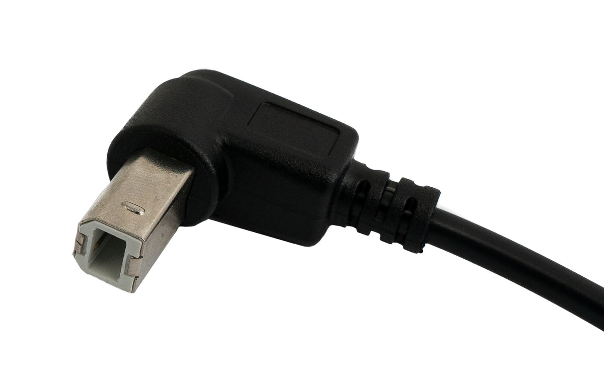 USB 2.0 Kabel 100 cm Typ B Stecker zu A Stecker Winkel in Schwarz | System-S