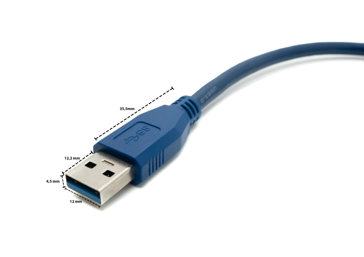 USB 3.0 Kabel 30 cm Typ A Stecker zu Buchse in Blau | System-S