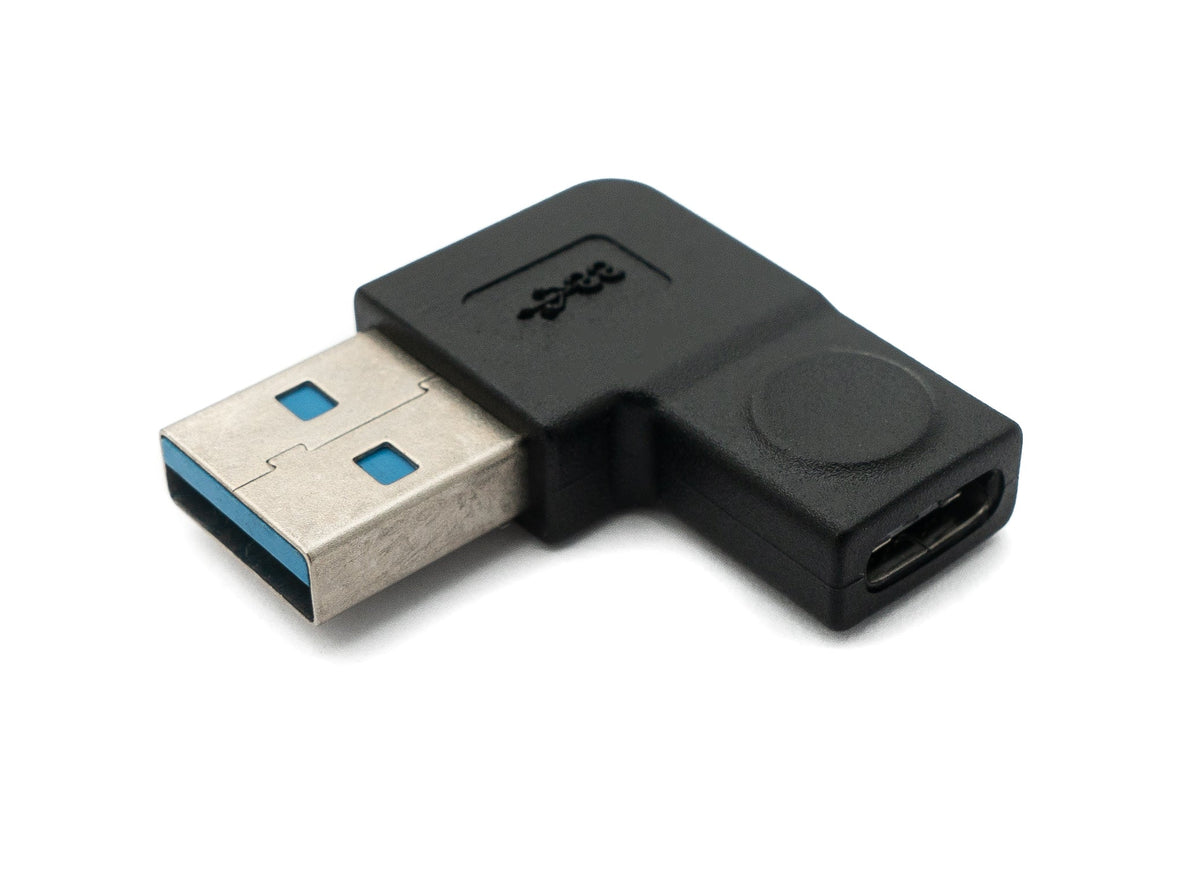 USB 3.1 Adapter Typ C Buchse zu 3.0 Typ A Stecker Winkel Kabel in Schwarz | System-S