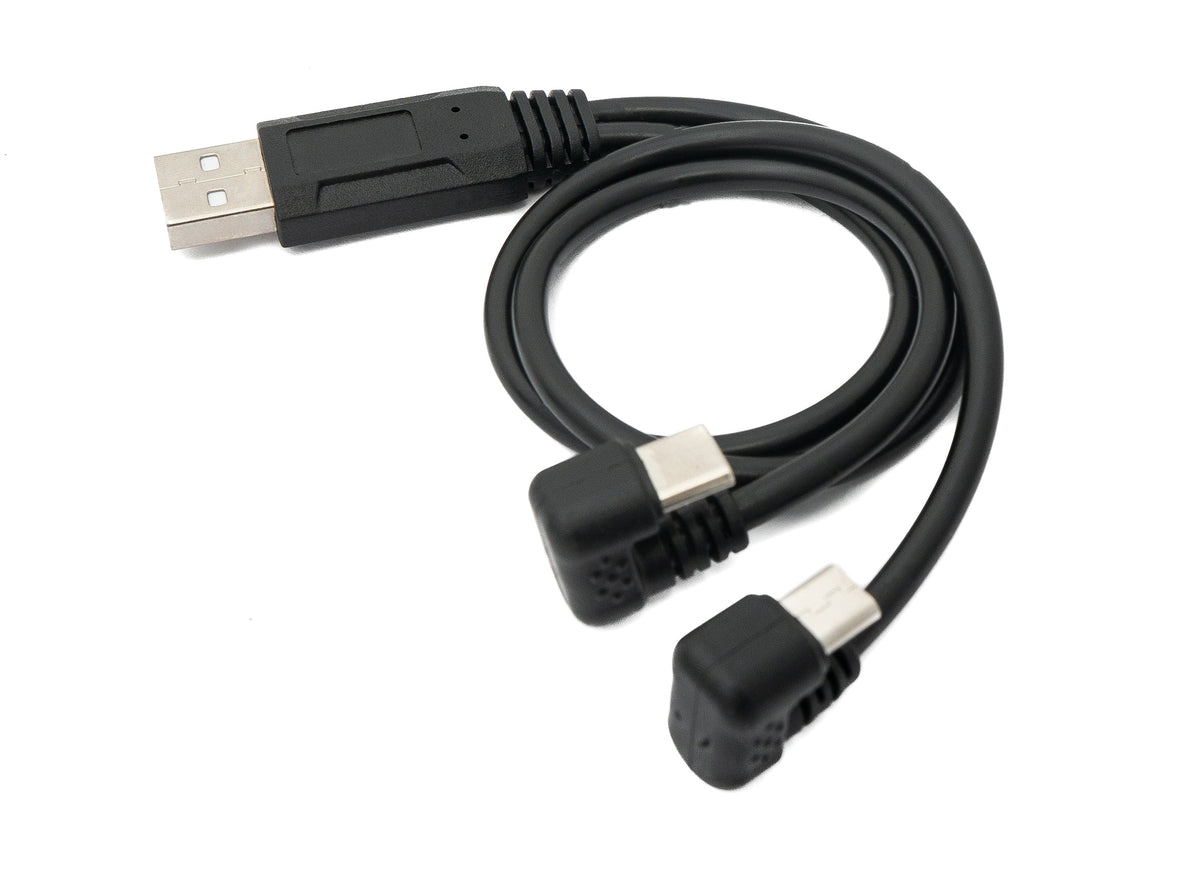 USB 3.1 Kabel 30 cm Typ C & 2.0 Micro B Stecker zu A Stecker Winkel in Schwarz | System-S
