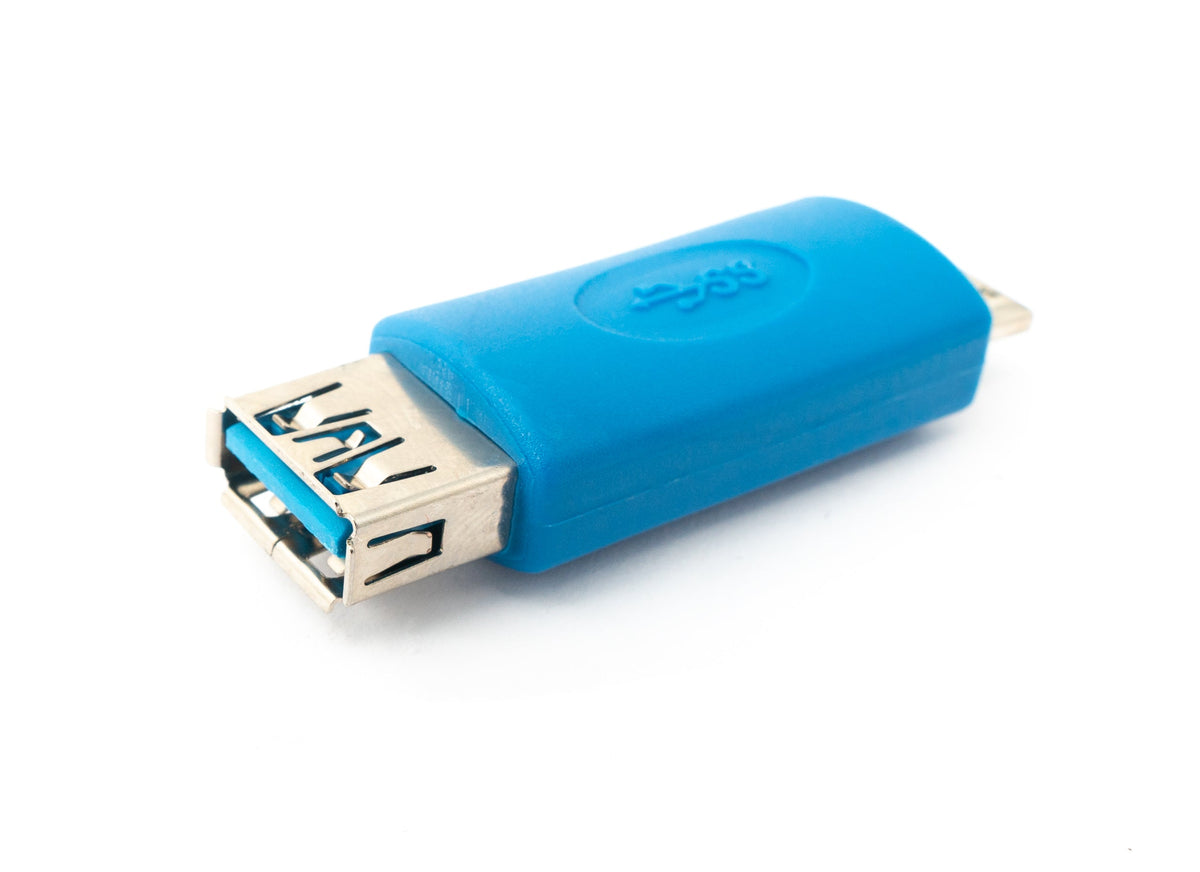 USB 3.0 Adapter Micro B Stecker zu Typ A Buchse Kabel in Blau | System-S