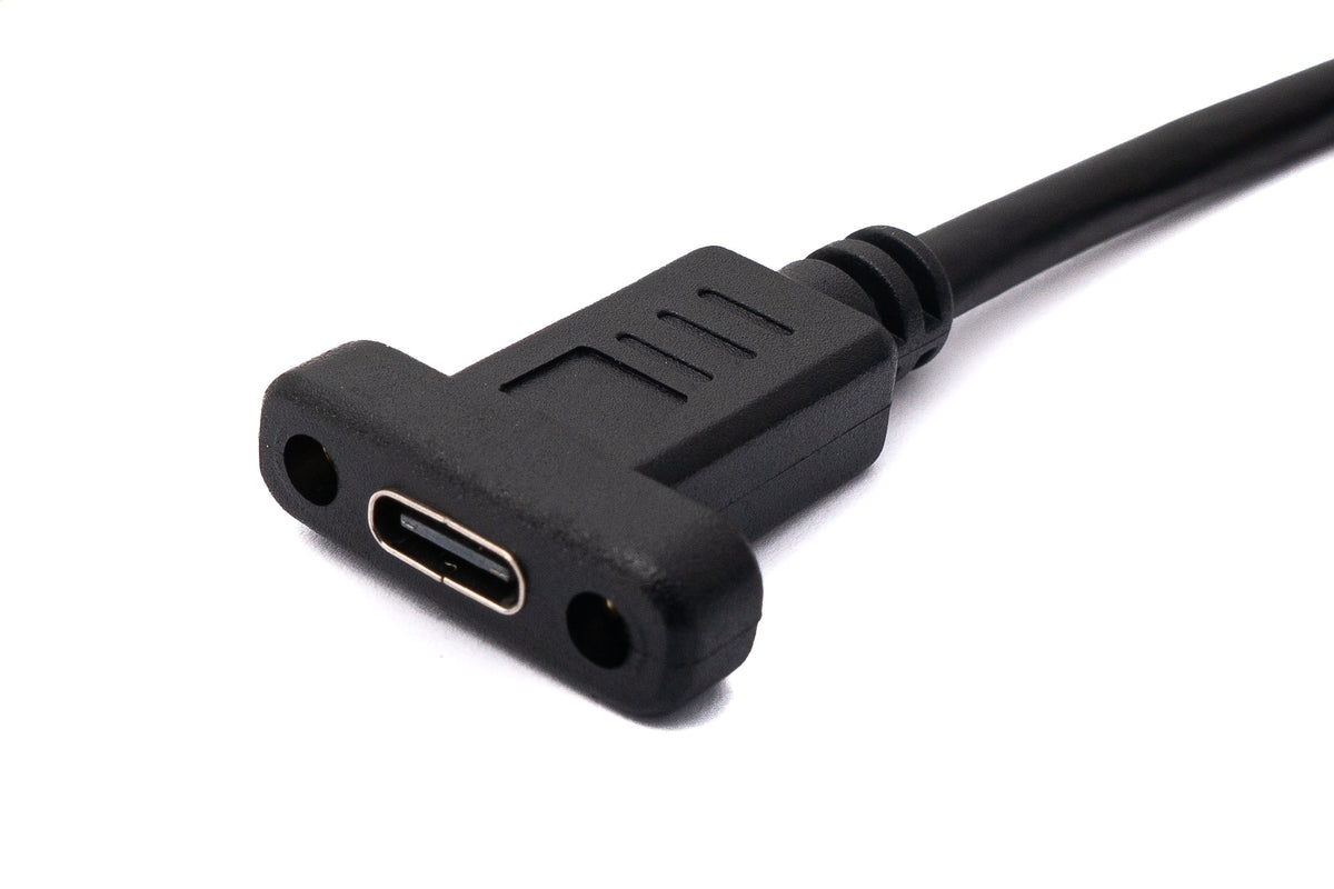USB 3.1 Kabel 100 cm Typ C Stecker zu Buchse Schraube in Schwarz | System-S