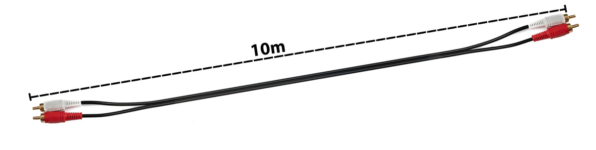 Cinch 2 RCA Kabel 10 m Stecker zu Stecker Stereo AV in Schwarz | System-S