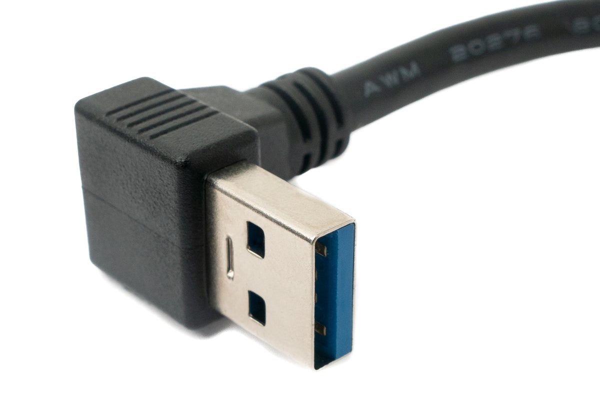 USB 3.0 Kabel 30 cm Micro B Stecker zu A Stecker Schraube Winkel | System-S