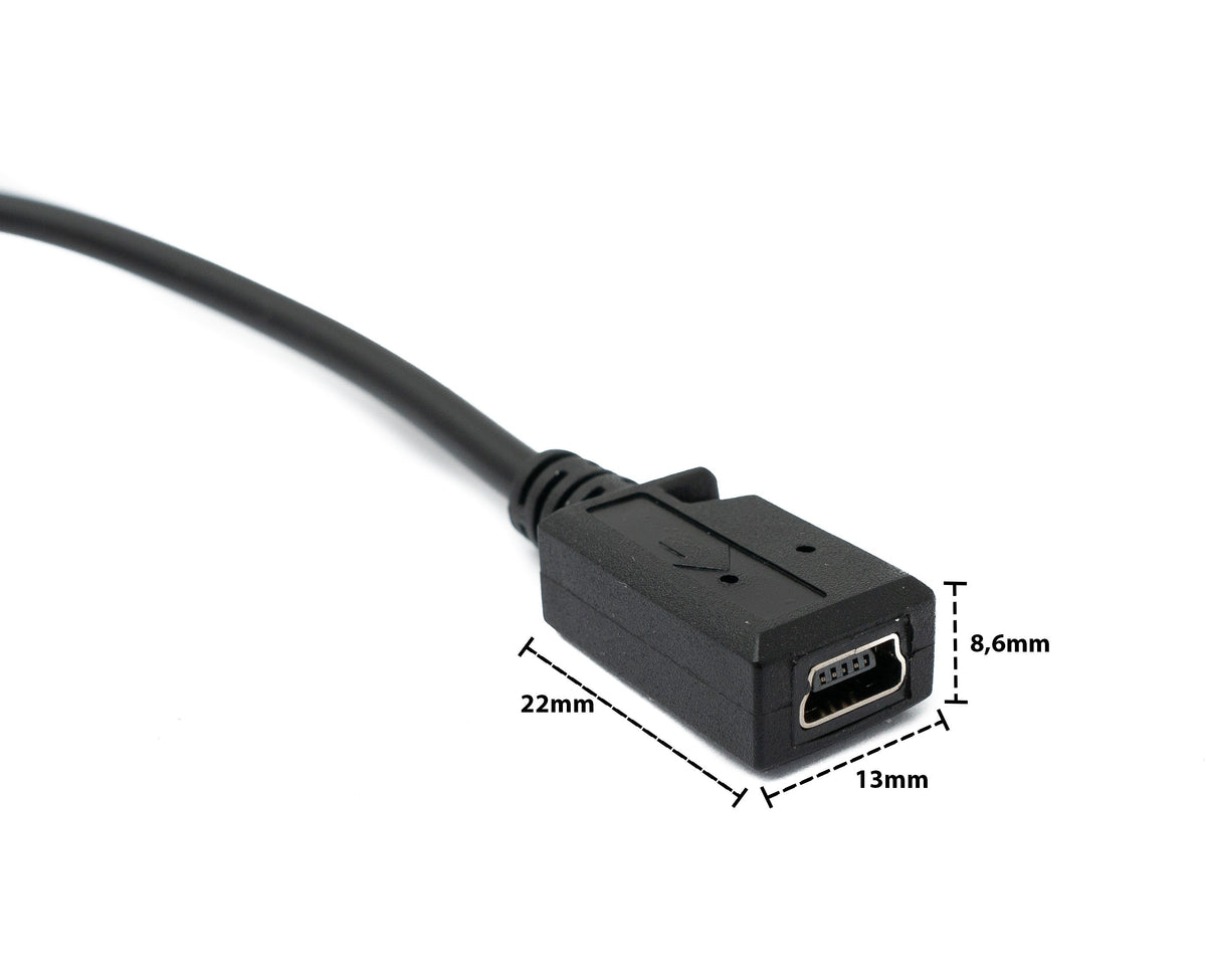 USB 3.1 U Turn 180° Kabel 30 cm Typ C Stecker zu 2.0 Mini Buchse Winkel Schwarz | System-S