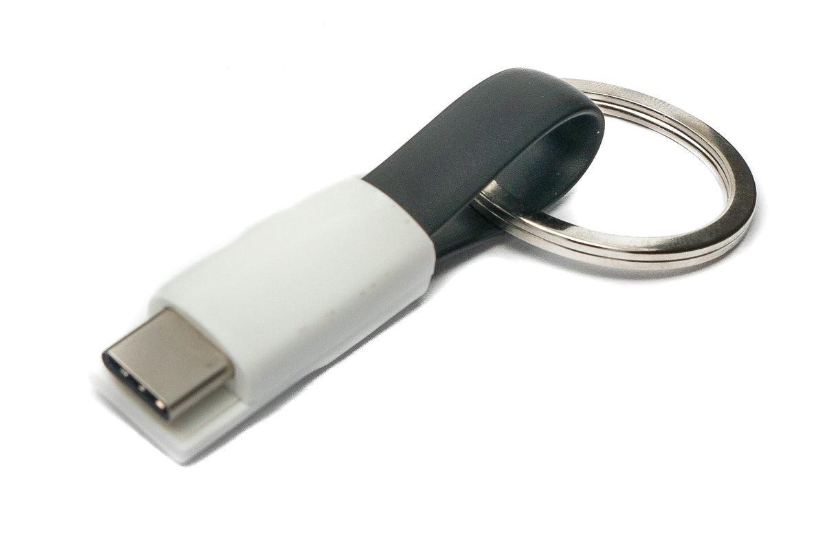 USB 3.1 Schlüssel Anhänger Kabel 10cm Typ C Stecker zu 2.0 Typ A Stecker Schwarz | System-S