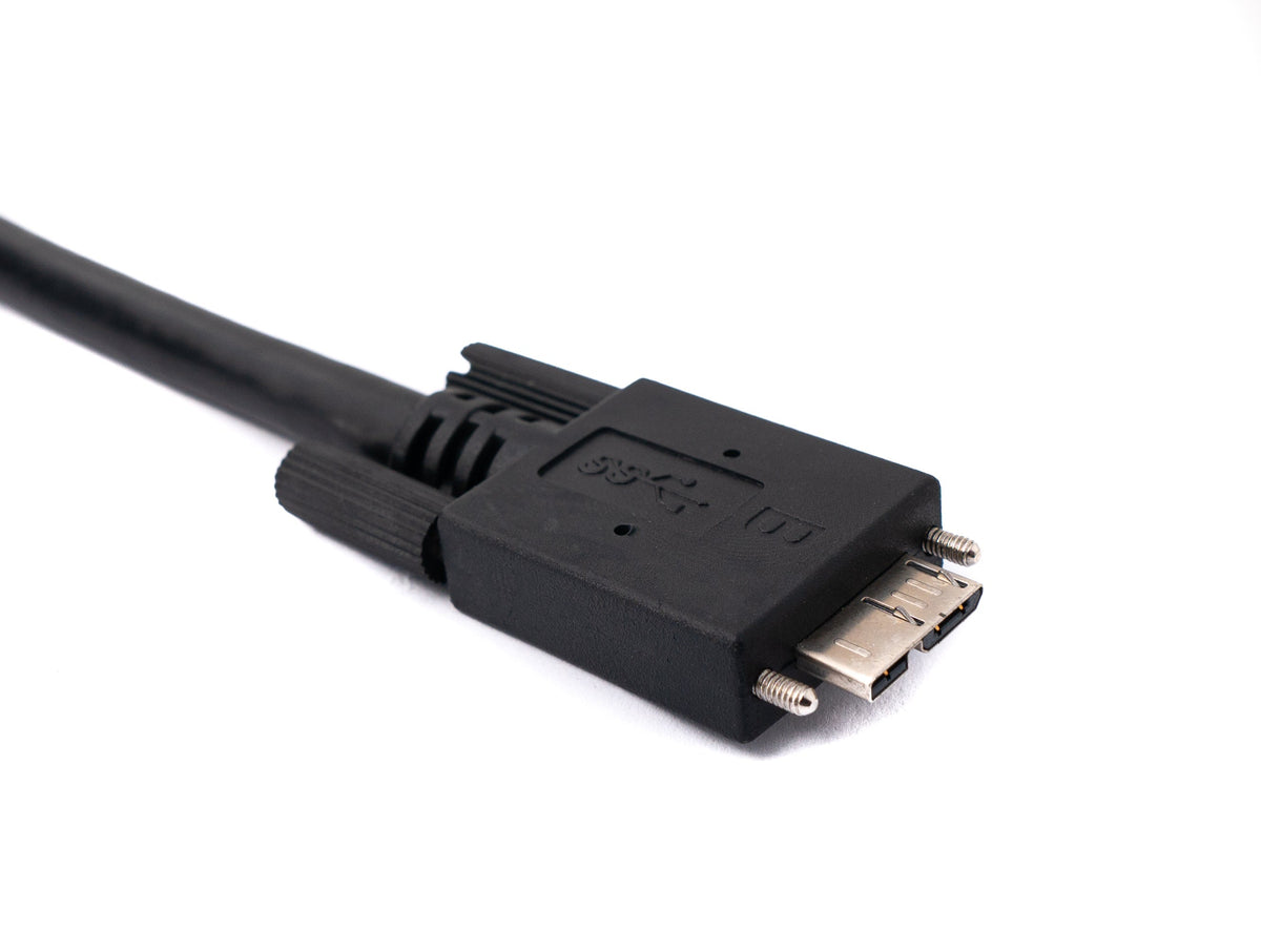 USB 3.0 Kabel 5 m Micro B Stecker zu Typ A Stecker Schraube in Schwarz | System-S