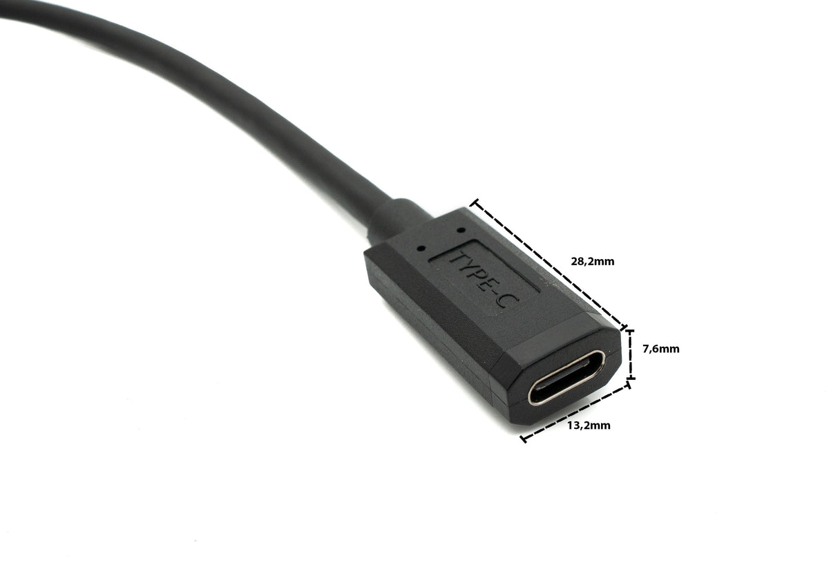 USB 3.1 Gen 2 Kabel 100 cm Typ C Stecker zu Buchse Winkel in Schwarz | System-S