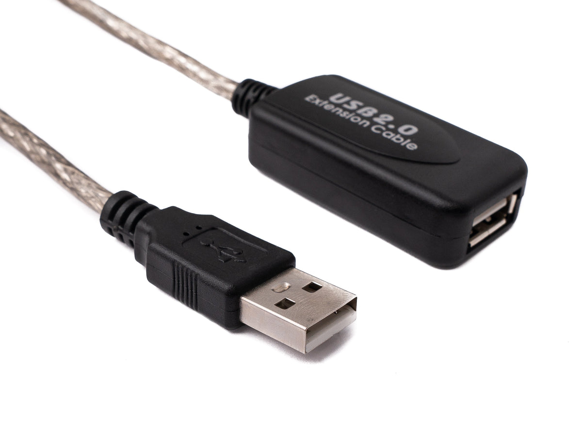 USB 2.0 Kabel 20 m Typ A Stecker zu Buchse Kabel in Grau | System-S