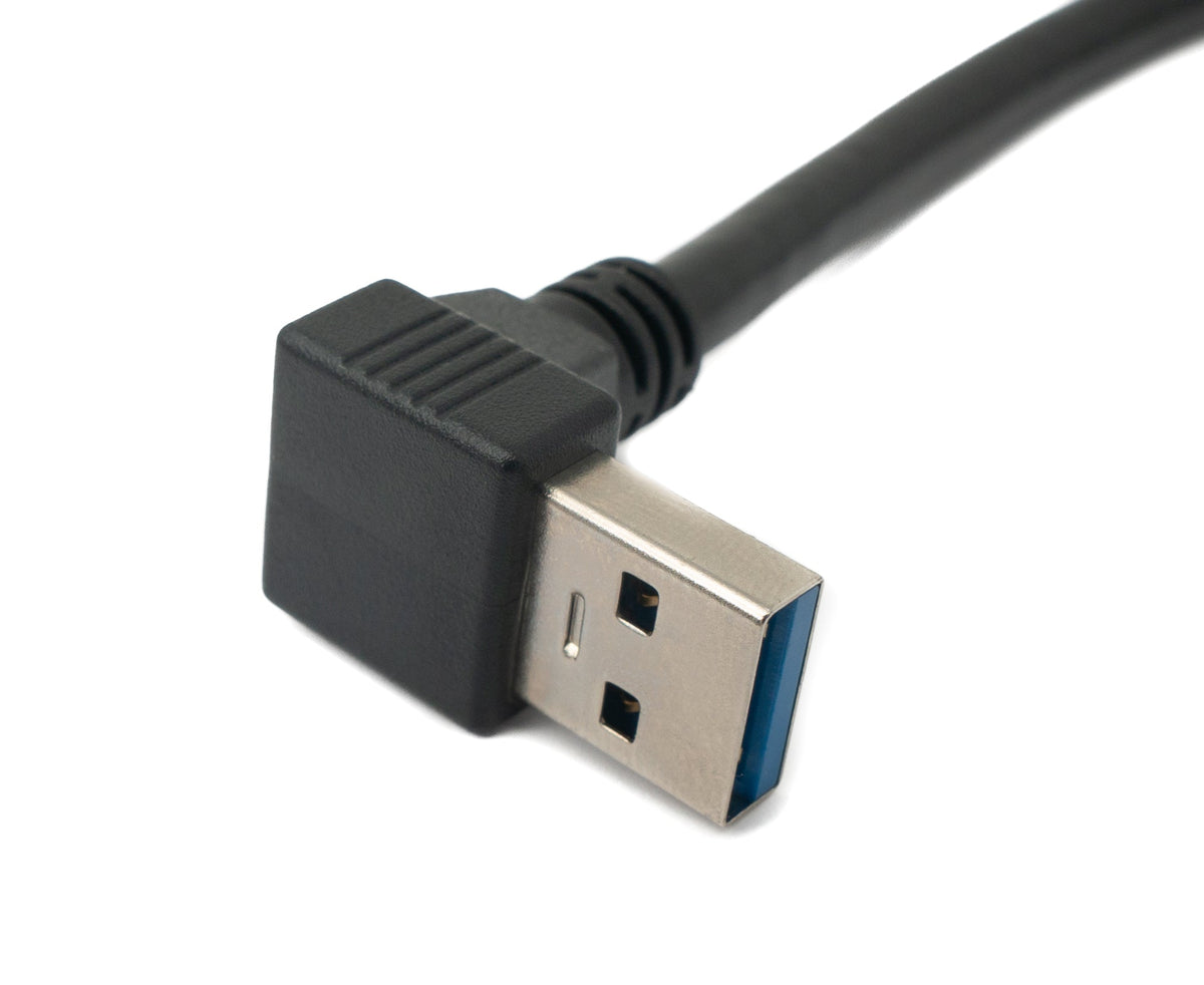 USB 3.0 Kabel 30 cm Micro B Stecker zu A Stecker Schraube Winkel Schwarz | System-S