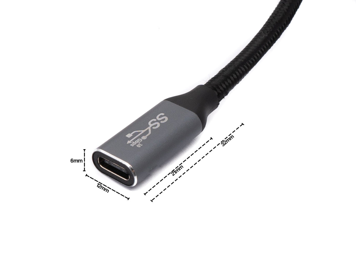 USB 3.1 Gen 2 Kabel 100W 50 cm Typ C Stecker zu Buchse in Schwarz | System-S