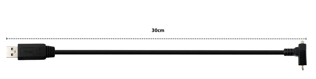 USB 3.0 Kabel 30 cm Micro B Stecker zu Typ A Stecker Schraube Winkel in Schwarz | System-S