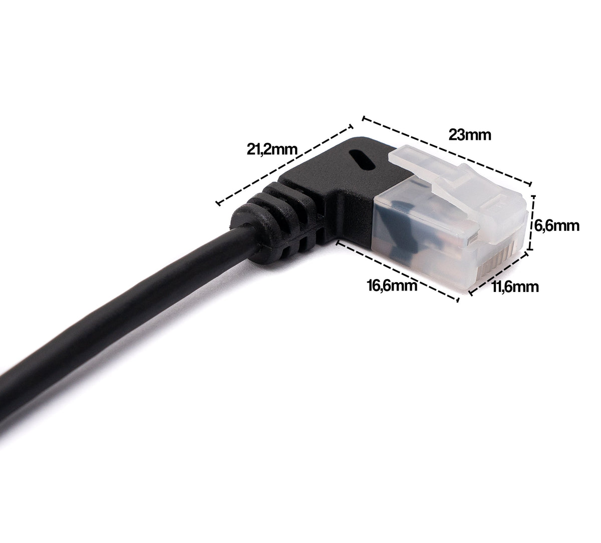 LAN Kabel 25 cm RJ45 8P8C STP Cat6 Stecker zu Stecker Winkel Schwarz | System-S