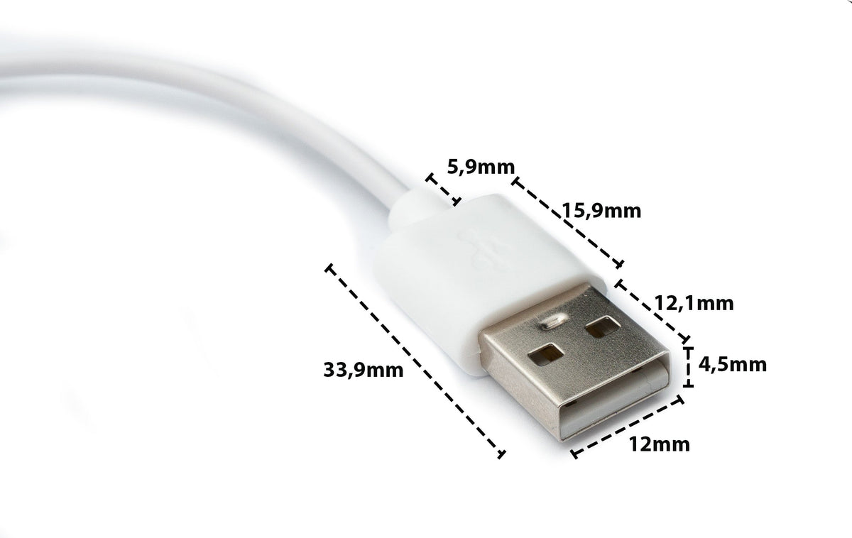 USB 2.0 Kabel 100 cm Ladestation für Honor Watch GS3 Smartwatch in Weiß | System-S