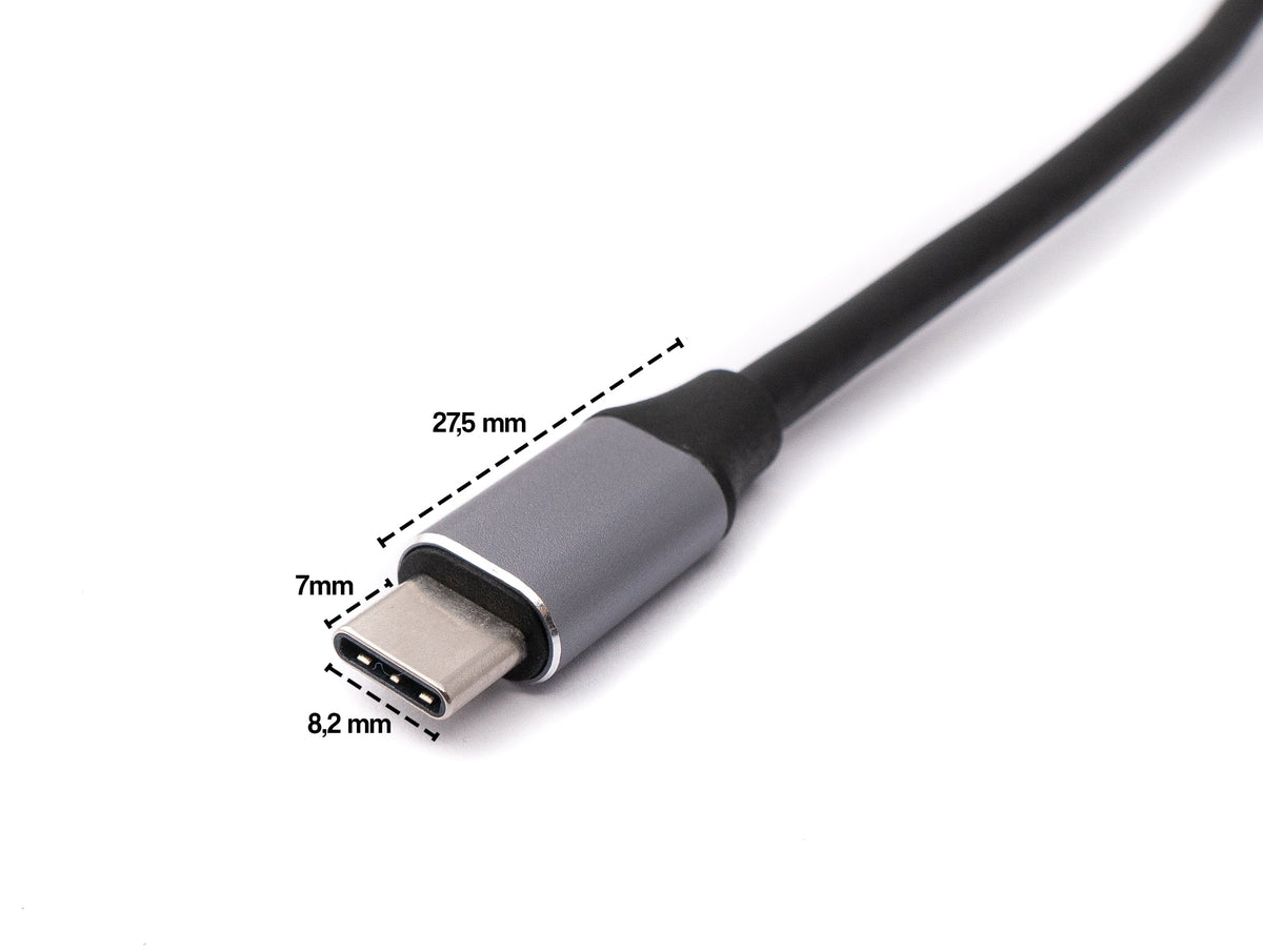 Display Port Kabel 20 cm Mini DP Buchse zu USB 3.1 Typ C Stecker in Grau | System-S