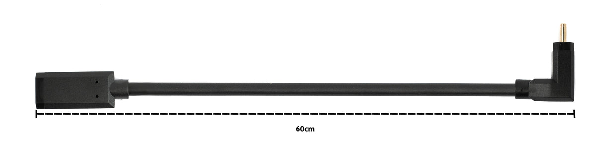 USB 3.1 Gen 2 Kabel 60 cm Typ C Stecker zu Buchse Winkel in Schwarz | System-S