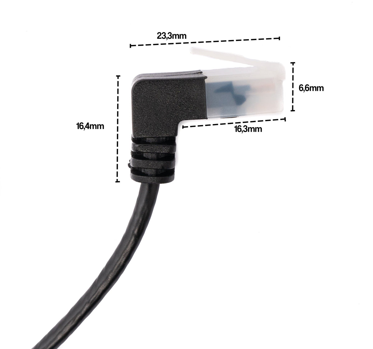 LAN Kabel 25 cm RJ45 8P8C STP Cat6 Stecker zu Stecker Winkel Schwarz | System-S