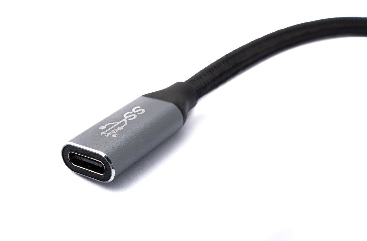 USB 3.1 Gen 2 Kabel 50 cm Typ C Stecker zu Buchse geflochten Winkel | System-S