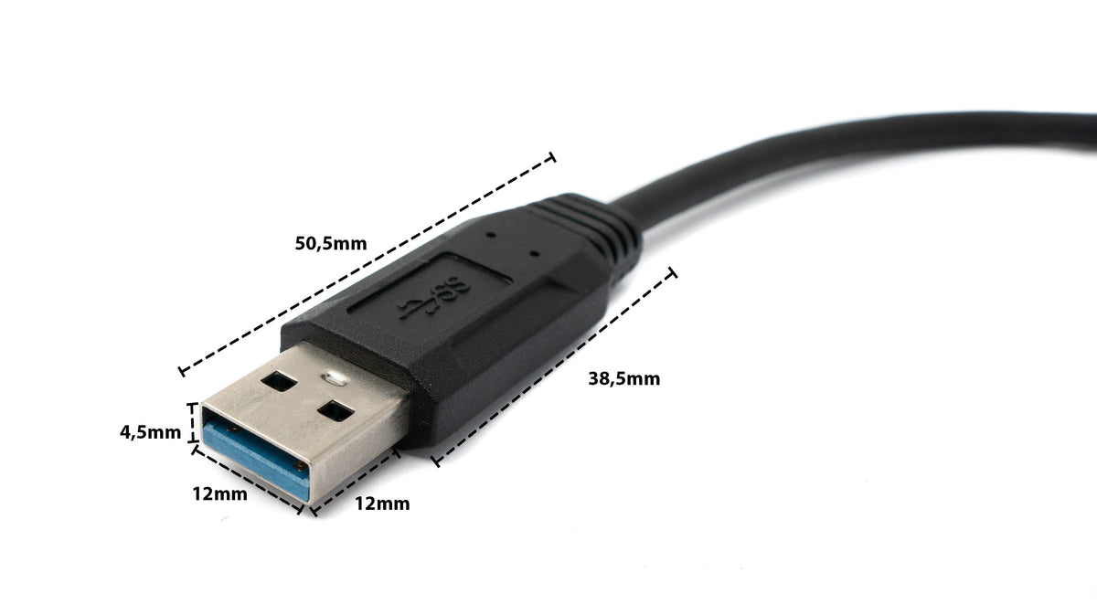 USB 3.0 Kabel 30 cm Micro B Stecker zu Typ A Stecker Schraube Winkel in Schwarz | System-S