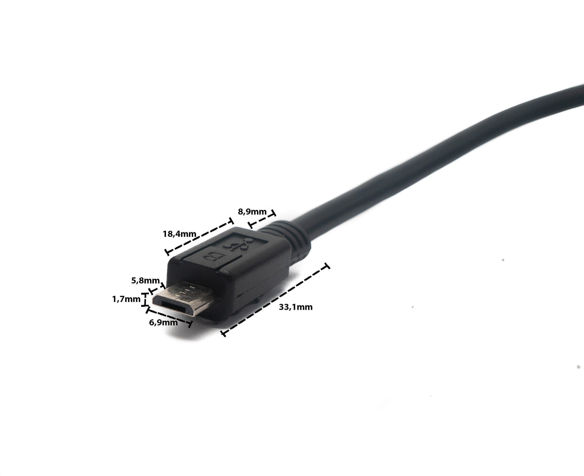 USB 2.0 Kabel 5 m Micro B Stecker zu Buchse Schraube in Schwarz | System-S
