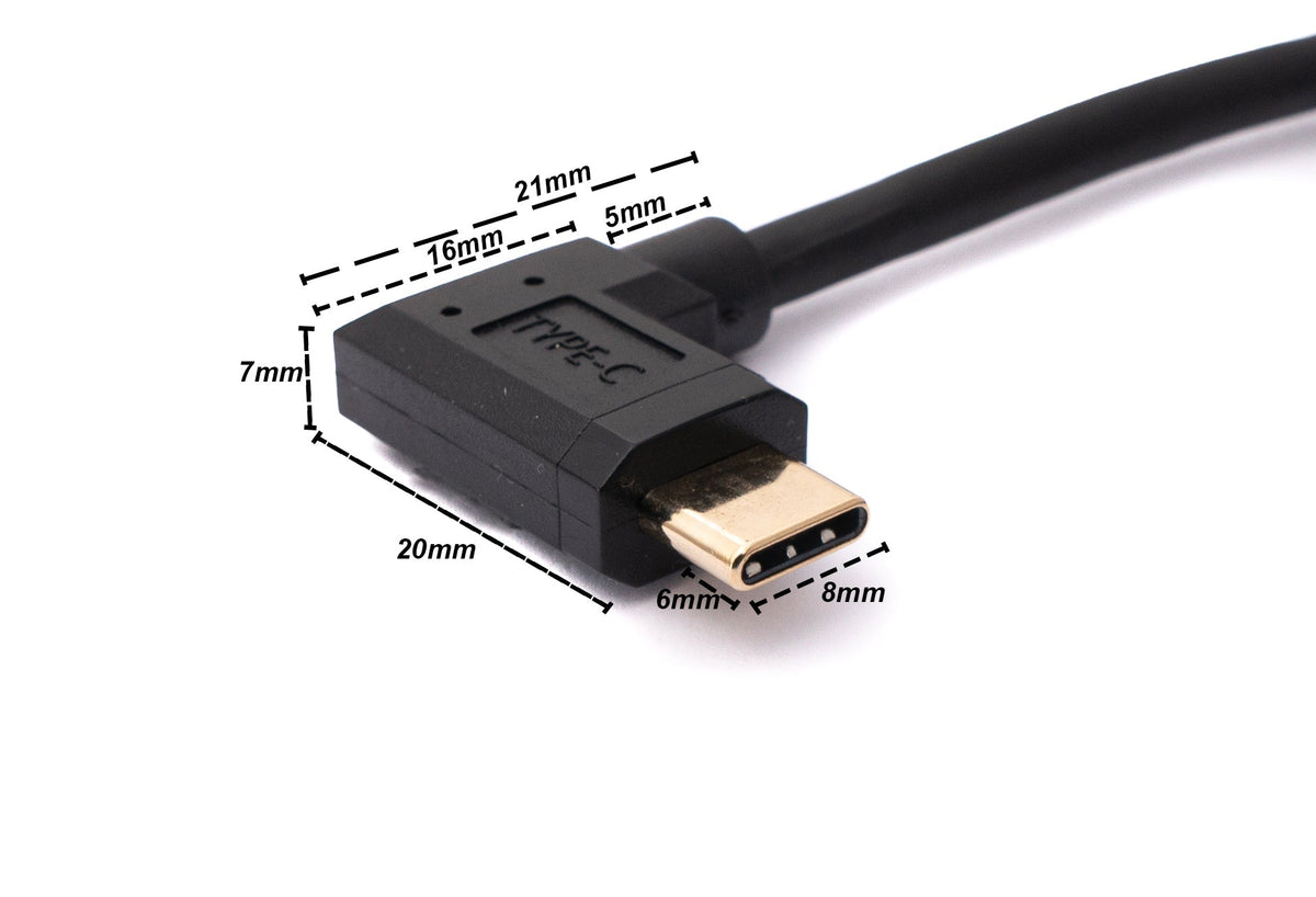 USB 3.1 Kabel 100 cm Typ C Stecker zu Buchse Schraube Winkel in Schwarz | System-S