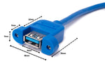USB 3.0 Kabel 30 cm Typ A Stecker zu Buchse Schraube in Blau | System-S