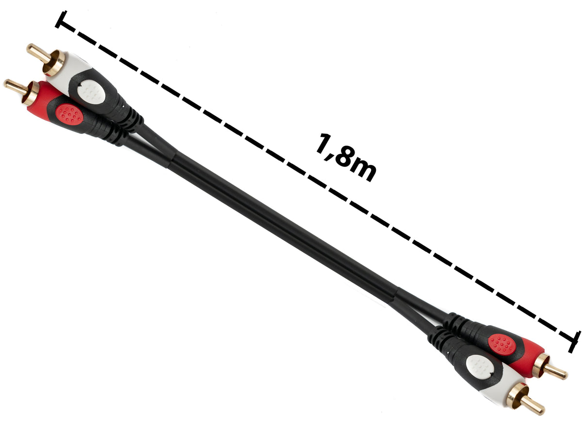 Cinch 2 RCA Kabel 1,8 m Stecker zu Stecker Stereo AV in Schwarz | System-S