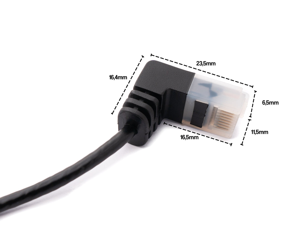 LAN Kabel 25 cm RJ45 8P8C STP Cat6 Stecker zu Stecker Winkel Schwarz | System-S