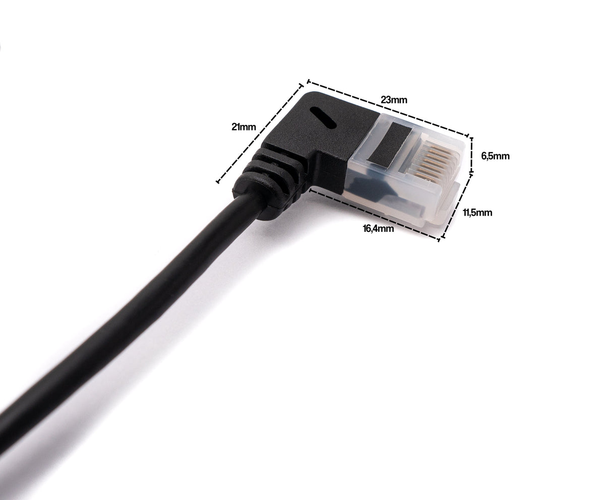 LAN Kabel 25 cm RJ45 8P8C STP Cat6 Stecker zu Stecker Winkel Schwarz | System-S