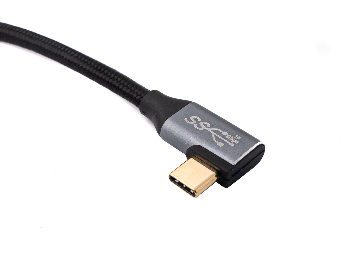 USB 3.1 Gen 2 Kabel 50 cm Typ C Stecker zu Buchse geflochten Winkel | System-S