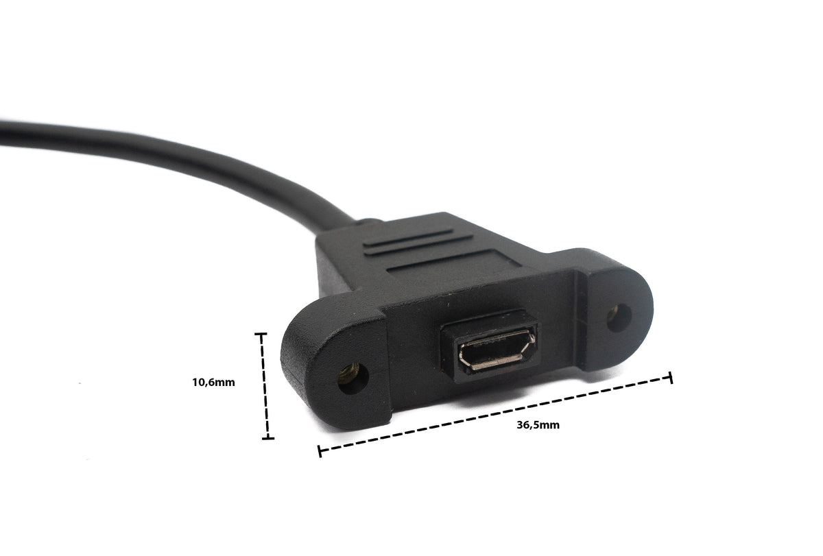 USB 2.0 Kabel 5 m Micro B Stecker zu Buchse Schraube in Schwarz | System-S