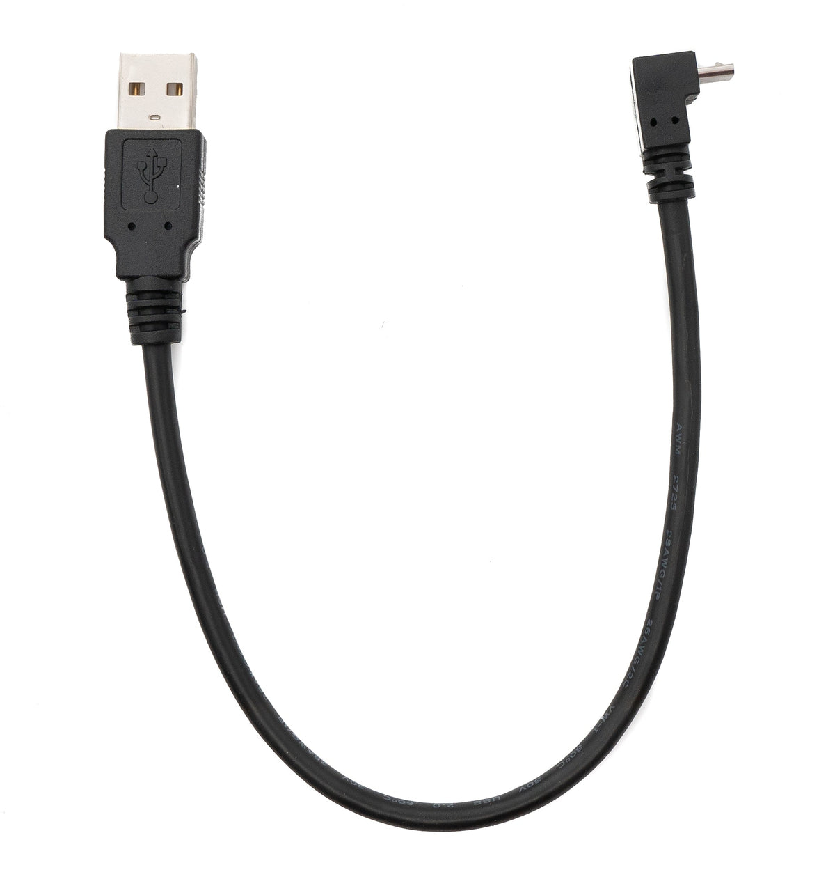 USB 2.0 Kabel 25 cm Typ A Stecker zu Micro B Stecker Winkel in Schwarz | System-S