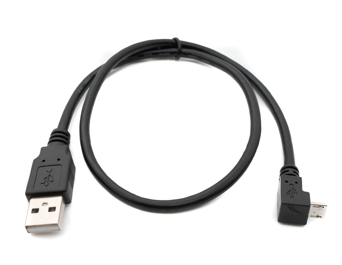 USB 2.0 Kabel 50 cm Typ A Stecker zu Micro B Stecker Winkel in Schwarz | System-S